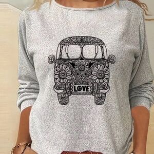 Gray Graphic Women's Top